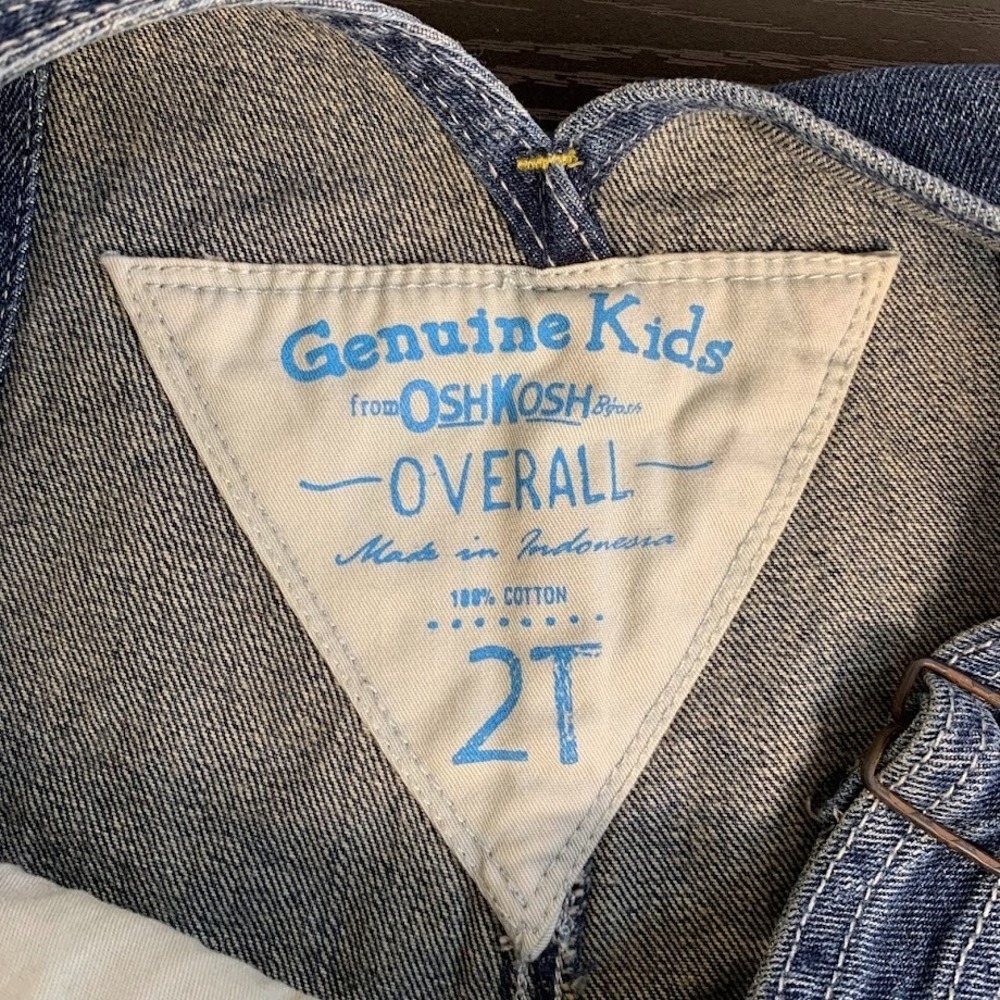 Genuine Kids From Oshkosh Denim Bib Overalls Adjustable Straps Toddler Size 2T - Picture 6 of 6